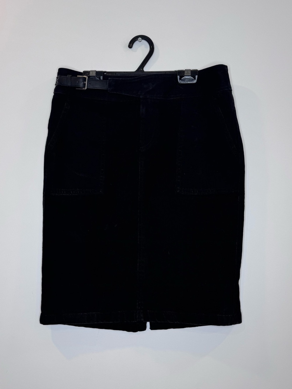 Ralph Lauren Classic Black Women's Pencil jeans Skirt sz 4p buckle denim
